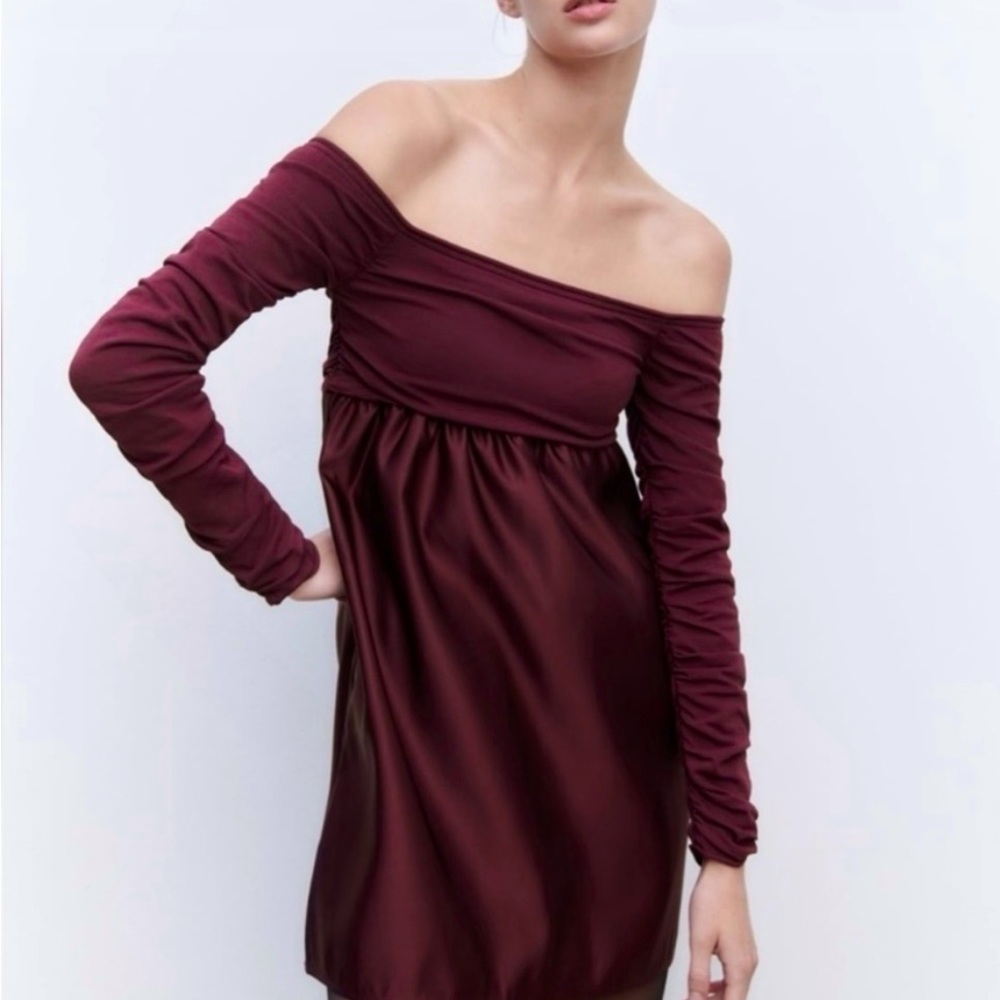 ZARA COMBINATION KNIT MINI DRESS
